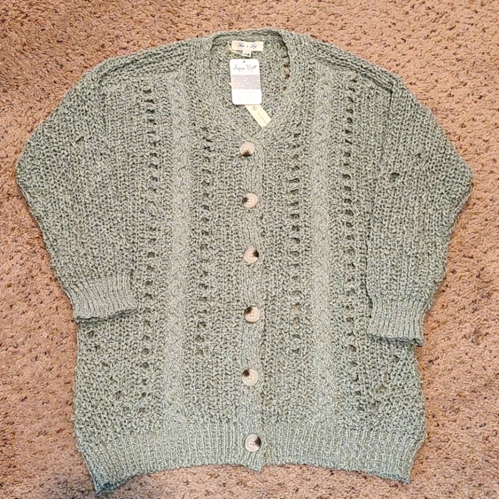 NWT M She and Sky Chenille Cardigan
